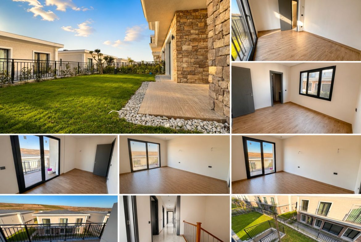 Modern villa, geniş bahçe, ferah iç mekan.