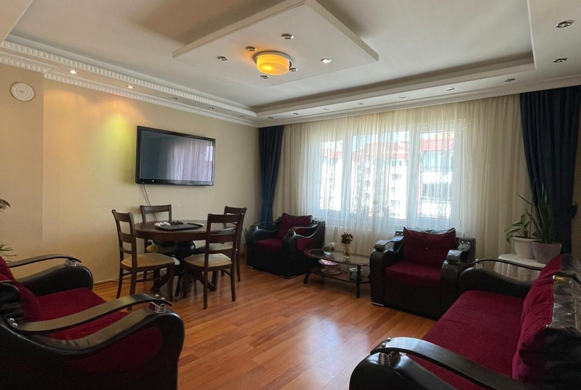 Şık oturma odası, modern tasarım.