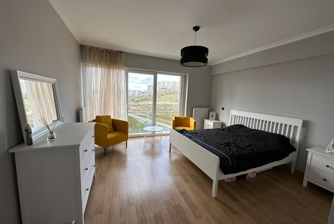 Modern bir yatak odası manzarası